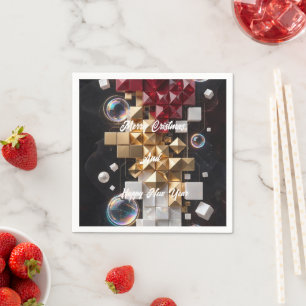 Serviette En Papier Colonne de mosaïque de Noël futuriste 3D