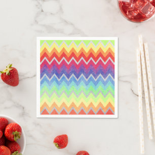 Serviette En Papier Coloré Chevron motif mignon Couleurs arc-en-ciel