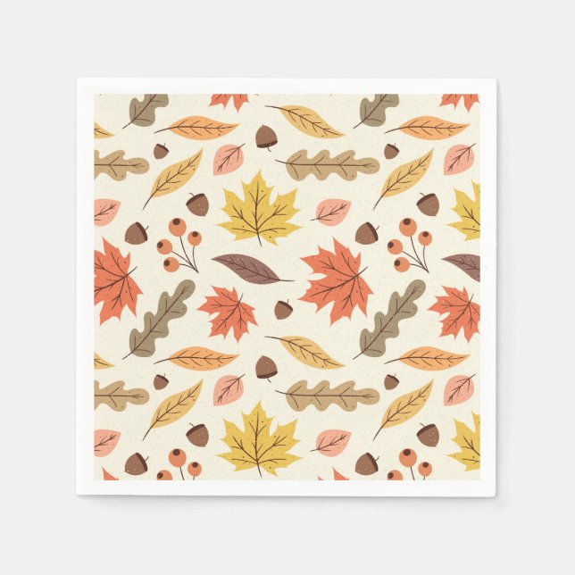 Serviette En Papier Coloré Feuille d'automne Motif (Devant)