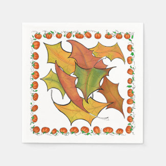 Serviette En Papier Coloré Feuilles d'automne Citrouille Papier Party