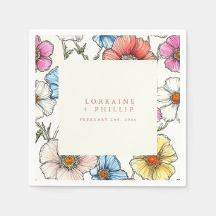 Serviette En Papier Coloré fleurs sauvages mariage serviette