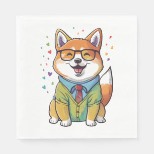 Serviette En Papier Coloré Kawaii Shiba Inu Hipster 1
