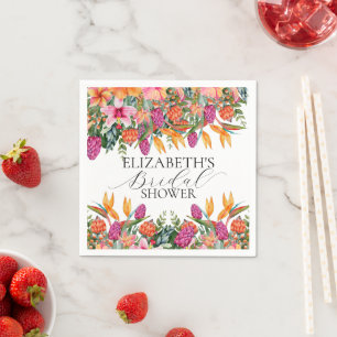 Serviette En Papier Coloré rose orange tropicale Fête des mariées flor