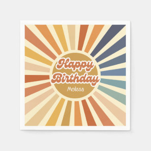 Serviette En Papier Colorée Retro Super Vague  Joyeux Anniversaire