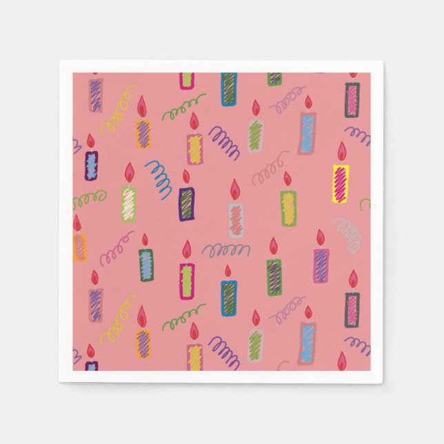 Serviette En Papier Colorful Candles Happy Birthday Napkins (Devant)