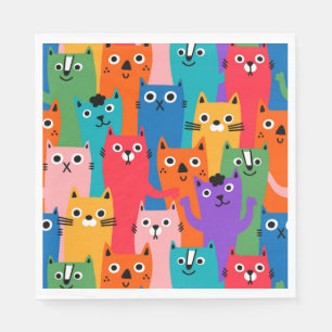 Serviette En Papier Colorful cats