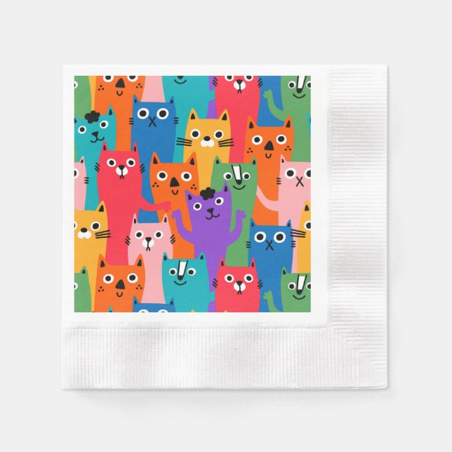 Serviette En Papier Colorful cats (Devant)