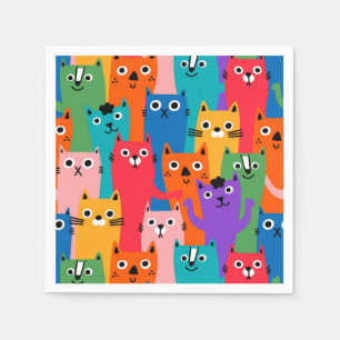 Serviette En Papier Colorful cats