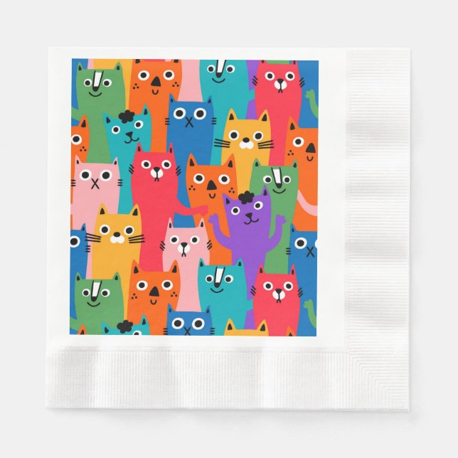 Serviette En Papier Colorful cats (Devant)