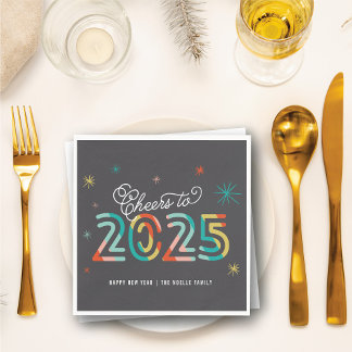 Serviette En Papier Colorful Cheers 2025 Mod Nouvel An Fête Fête