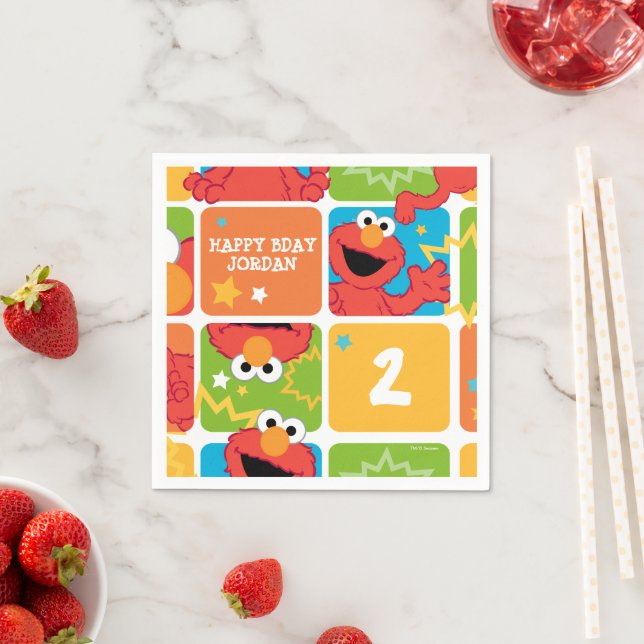 Serviette En Papier Colorful Elmo Grid Pattern (En situation)