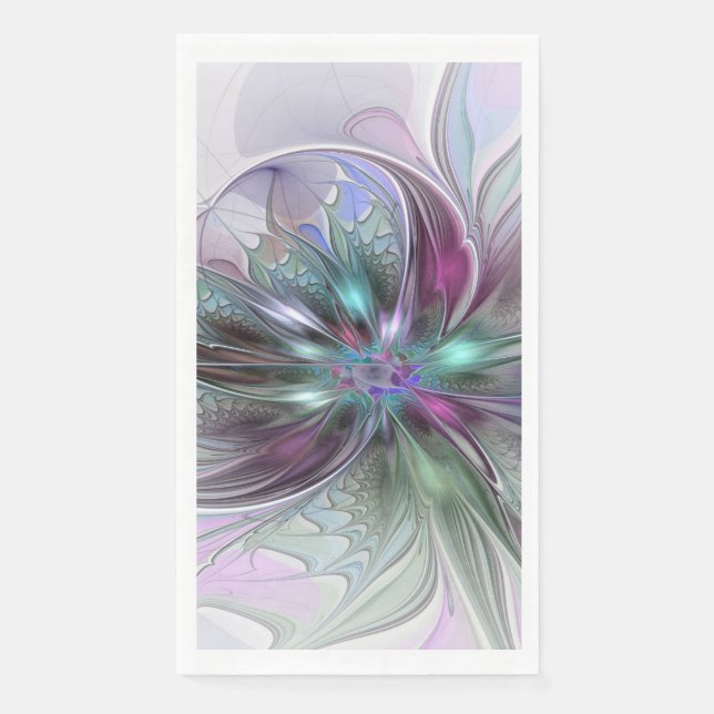 Serviette En Papier Colorful Fantasy Abstract Modern Fractal Flower (Devant)