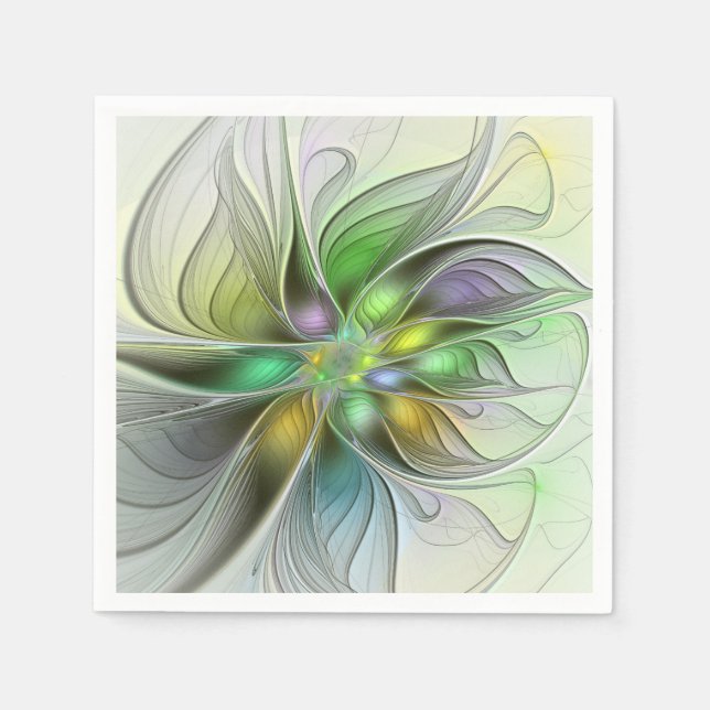 Serviette En Papier Colorful Fantasy Flower Modern Abstract Fractal (Devant)