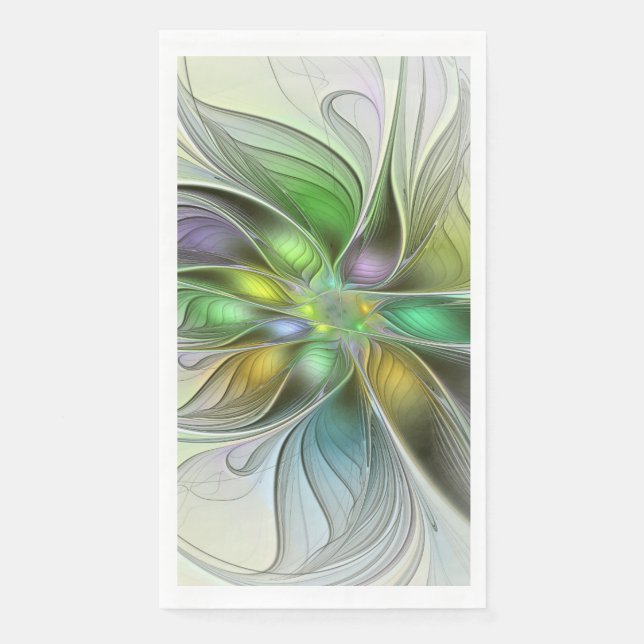 Serviette En Papier Colorful Fantasy Flower Modern Abstract Fractal (Devant)
