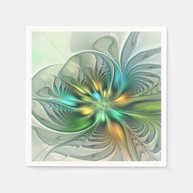 Serviette En Papier Colorful Fantasy Modern Abstract Flower Fractal (Devant)