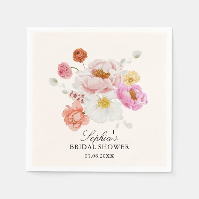 Serviette En Papier Colorful Garden Flowers Bridal Shower  (Devant)