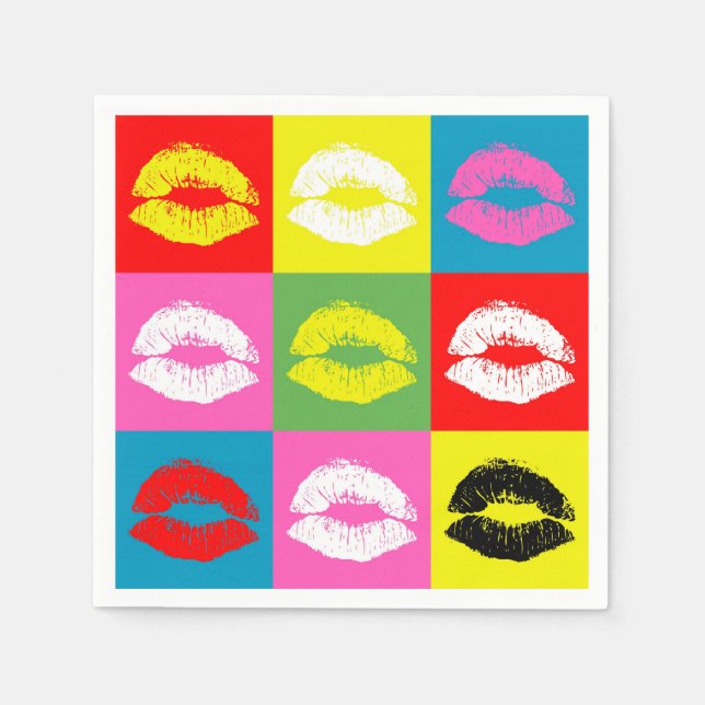 Serviette En Papier Colorful lips (Devant)