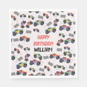 Serviette En Papier Colorful Monster Trucks Racing Anniversaire de enf