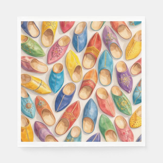 Serviette En Papier Colorful Moroccan Babouche Slippers (Devant)