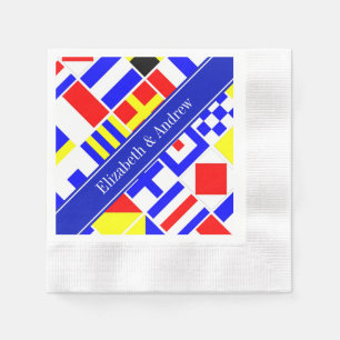 Serviette En Papier Colorful Nautical Signal Flags Royal Name Monogram