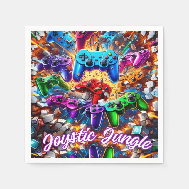 Serviette En Papier Colorful Neon Joysticks Pattern (Devant)