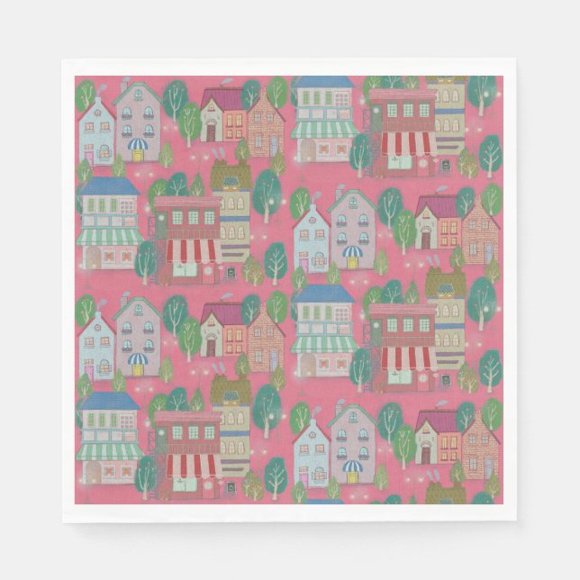 Serviette En Papier Colorful Party Paper Napkin — Strawberry Sherbet (Devant)