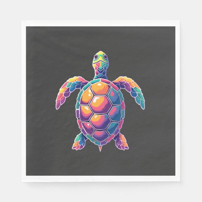 Serviette En Papier Colorful Splash Eastern Box Turtle (2) (Devant)