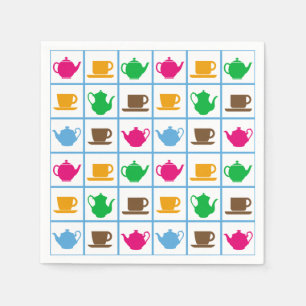 Serviette En Papier Colorful teapots