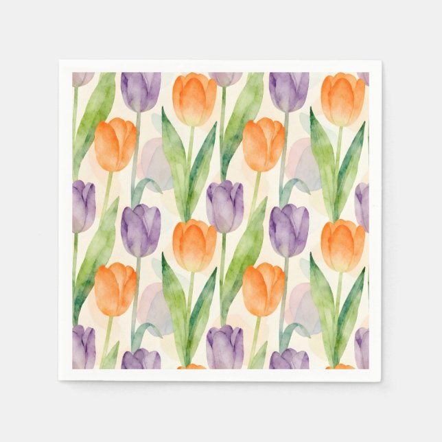 Serviette En Papier Colorful Tulip Pattern (Devant)