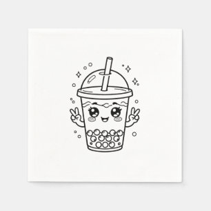 Serviette En Papier Coloriage de thé boba kawaii