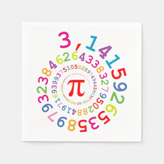 Serviette En Papier Coloris de couleurs originaux des chiffres Pi numé (Devant)