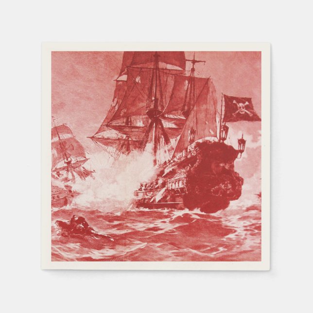 Serviette En Papier COMBAT DE NAVIRE PIRATE en violet (Devant)
