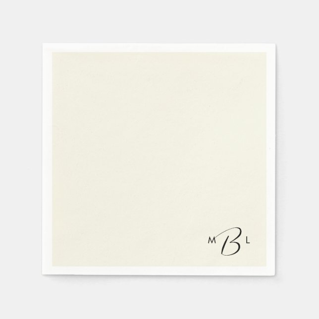 Serviette En Papier Combiné de monogramme Fonte Crème Cocktail de mari (Devant)