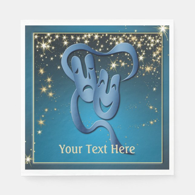 Serviette En Papier Comédie Tragédie Blue Theatre Masque personnalisé (Devant)