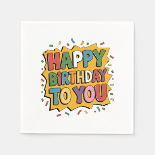 Serviette En Papier Comic Burst Joyeux Anniversaire