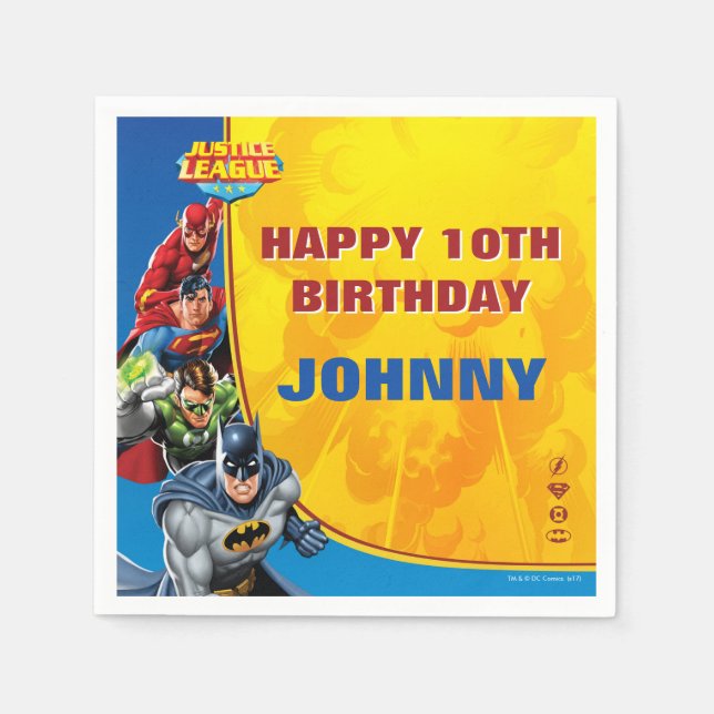 Serviette En Papier Comics DC | Justice League - Anniversaire (Devant)