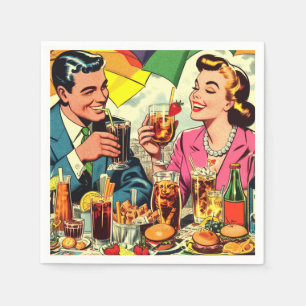 Serviette En Papier Comics Retro Couple Dracks