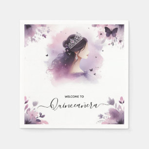 Serviette En Papier Comme Royal Gold Tiara Lilac Light violet Quincean