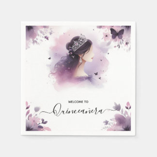 Serviette En Papier Comme Royal Gold Tiara Lilac Light violet Quincean