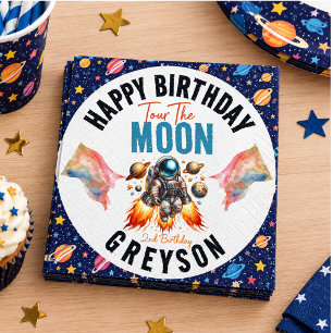 Serviette En Papier commencez vers la lune 2e anniversaire Espace