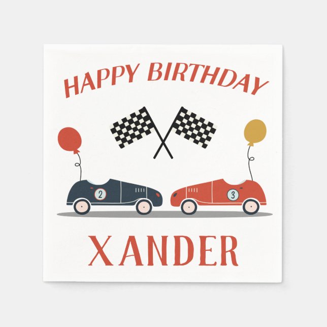 Serviette En Papier Commencez Vos Moteurs Course Voiture Anniversaire  (Devant)
