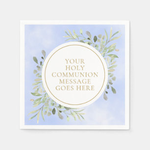 Serviette En Papier Communion solennelle aquarelle verte bleue
