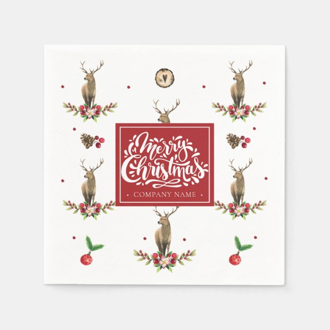 Serviette En Papier Compagnie personnalisée de Motif de Noël Deer (Devant)