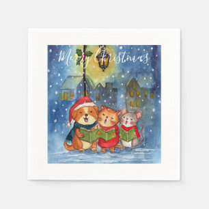 Serviette En Papier Compagnons de Noël sous la neige