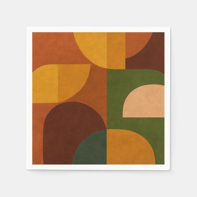 Serviette En Papier Composition Abstraite Moderne du Milieu du Siècle (Devant)
