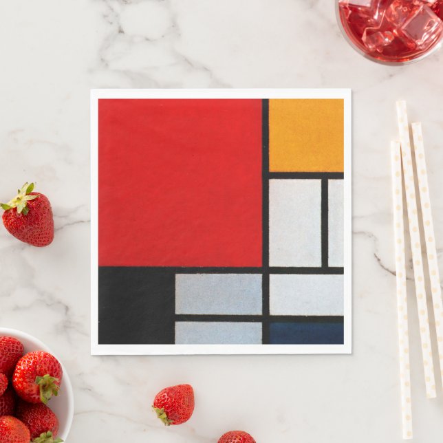 Serviette En Papier Composition avec grand plan rouge (En situation)