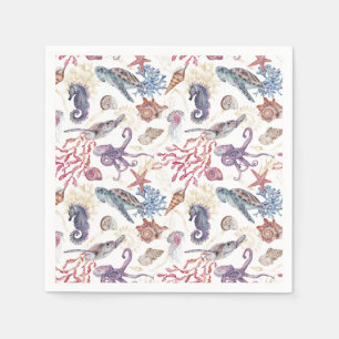 Serviette En Papier Composition de aquarelle sous-marine Série Design