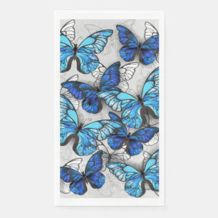 Serviette En Papier Composition des White and Blue Butterflies