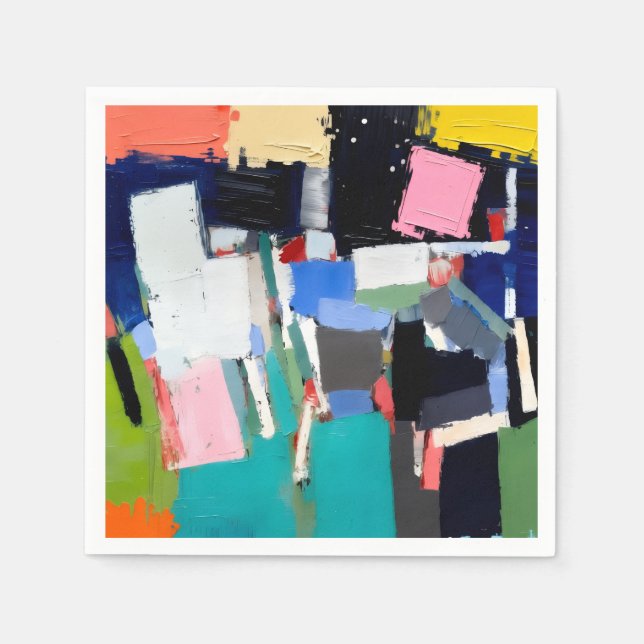 Serviette En Papier Composition d'œuvre d'art abstrait  (Devant)