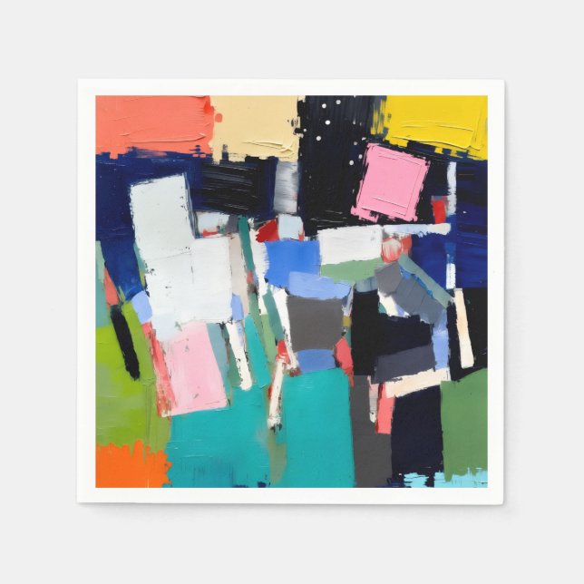 Serviette En Papier Composition d'œuvre d'art abstrait  (Devant)